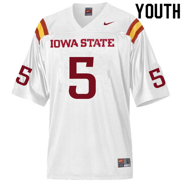Youth #5 John Kolar Iowa State Cyclones College Football Jerseys Sale-White